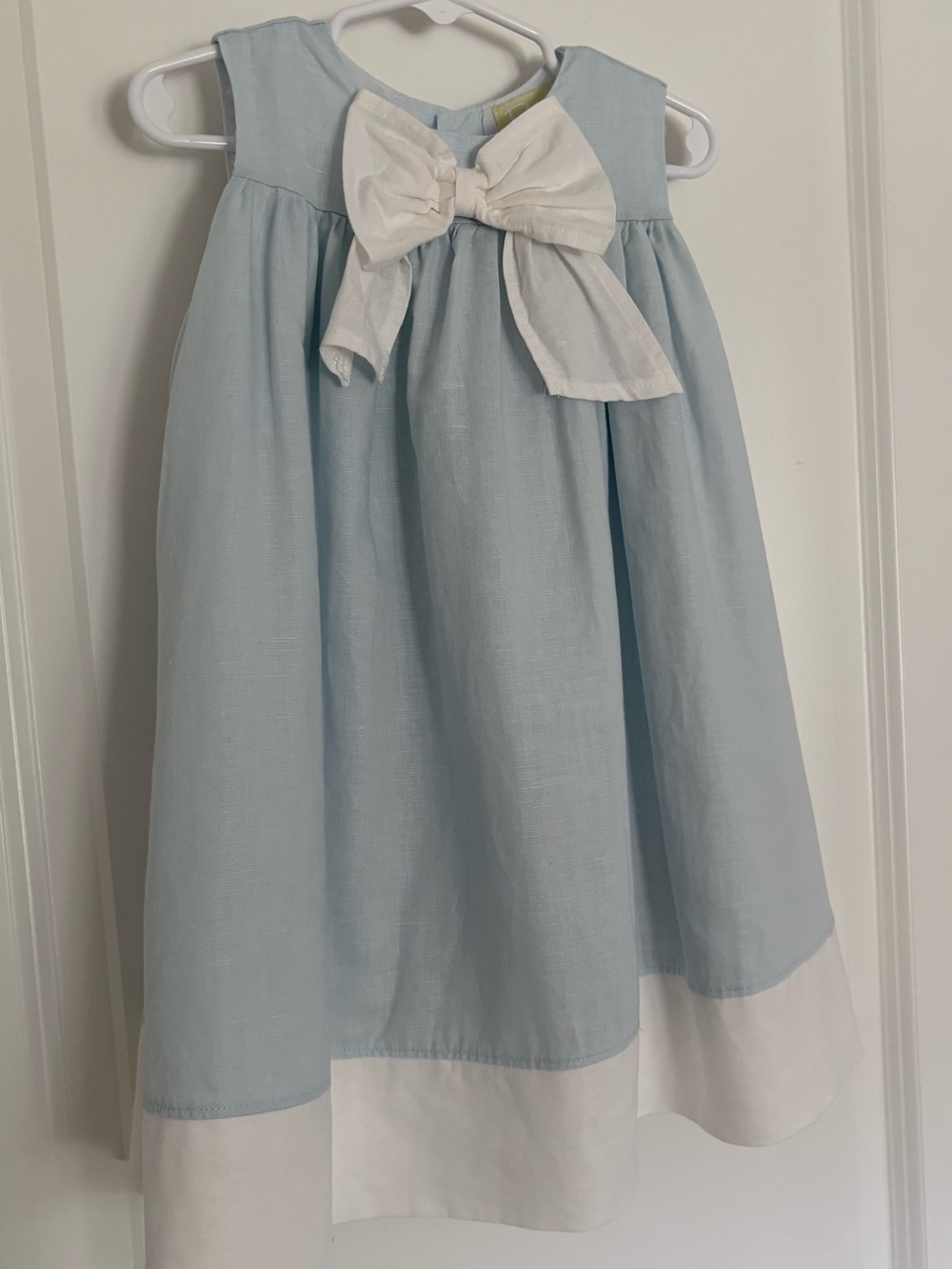 Bumble Baby Blue Linen Blend Bow Dress | Size 2T | Heirloom Boutique